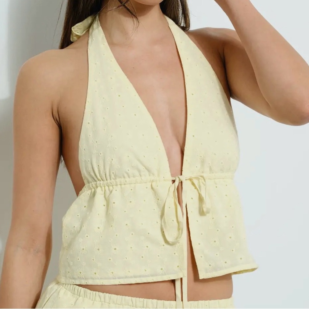 Yellow Halter Neck Tank Top